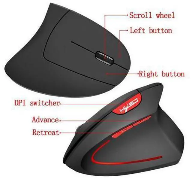 Alt view image 4 of 7 - HXSJ T22 USB 2.4G Wireless Gaming Mouse 4 Buttons 10 Meters Wireless Mouse 1600 1800 2400dpi For Laptops For Computer (Battery Included)-Black