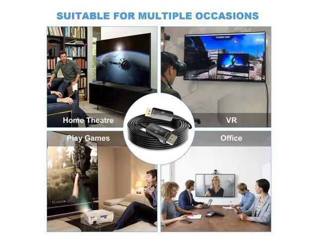 Alt view image 6 of 7 - DeuninkerFiber 8K 4K DisplayPort Cable DP 1.4 HBR3 8K@60Hz 4K@144Hz High Speed 32.4Gbps Optical Fiber Slim and Flexible DP to DP Cable 15m 50ft