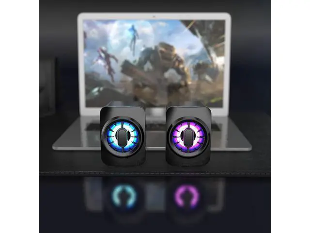 Alt view image 4 of 5 - LED Light Mini Computer Speakers,6W PC Powered Speakers USB Speaker Monitor Speakers for Desktop Computer/PC/Laptop Gaming Speaker