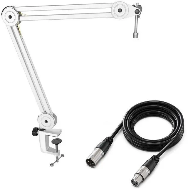 Main image of Deuninker Microphone Arm Stand and XLR Cable Set,Metal Heavy Duty Mic Stand with Desk Clamp, 5/8" Screw,XLR Interface Cable with Balanced 3 PIN,Mic Wire for Recording Podcast Streaming(BM63W+L9)