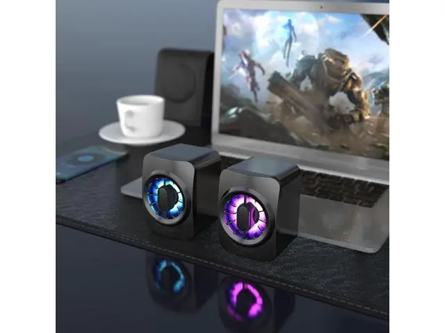 Alt view image 5 of 5 - LED Light Mini Computer Speakers,6W PC Powered Speakers USB Speaker Monitor Speakers for Desktop Computer/PC/Laptop Gaming Speaker