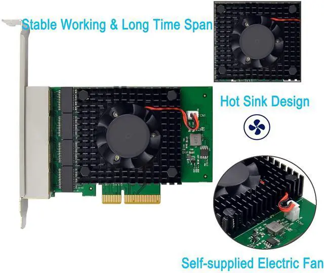Alt view image 7 of 10 - Quad-Port 2.5 GbE Network Adapter PCIe 3.1 with Intel I225-V 2500/1000/100Mbps 4-Port PCI Express Gigabit Ethernet NIC Card RJ45 LAN Controller for Windows 10/11 with Low Profile Bracket
