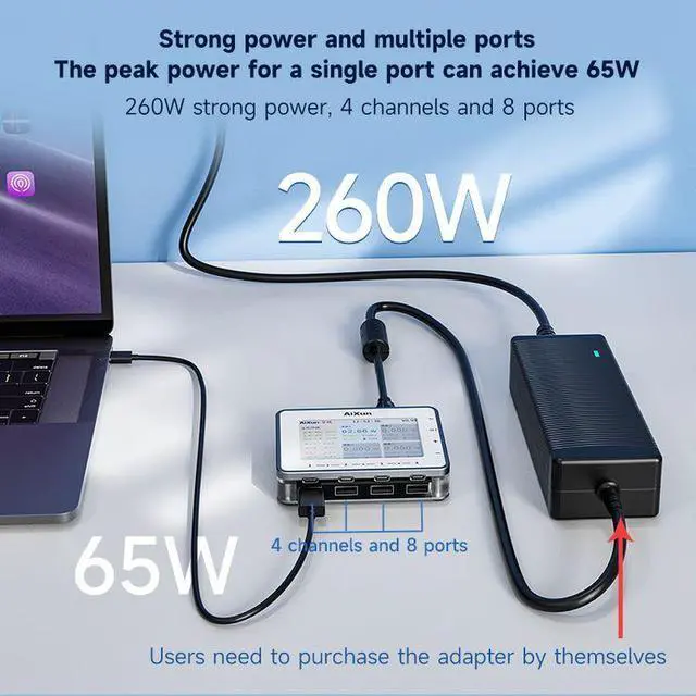 Alt view image 5 of 6 - Aixun PF26 Multi-Channel Smart Fast Charging Station, 8-Port USB Repair Test Power Hub with Real-Time Voltage Display for Phone Diagnostics