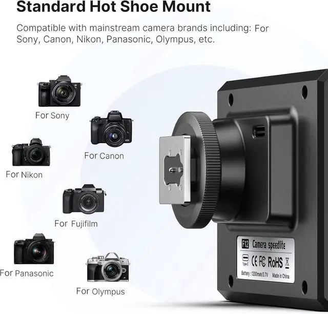 Alt view image 2 of 5 - Deuninker F12 Mini Flash, GN12/CCT 5600K Camera Speedlite Flash for Canon Fuji Sony Nikon Panasonic Olympus Pentax, Single Contact Universal Hot Shoe Mount Flashlight, NOt Compatible with Sony ZV-1F