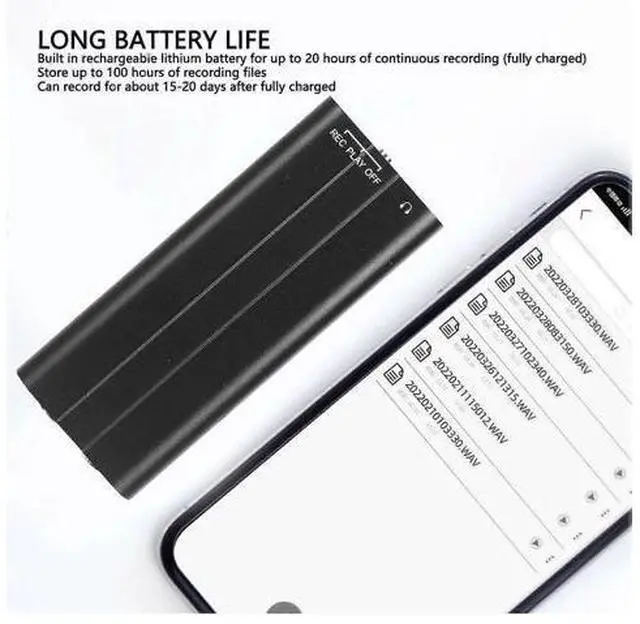 Alt view image 2 of 5 - Ecocleanpath 32GB Smart Voice Activated Recorder with HD Noise Canceling, Long Battery for Lectures & Meetings (Black)
