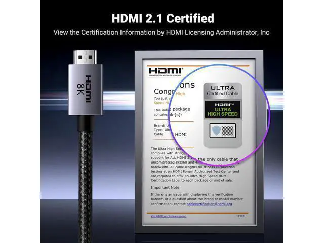 Alt view image 6 of 7 - UGREEN VESA Certified 8K DisplayPort Cable 6.6FT, DP 1.4 Displayport to Displayport Cable Support 8K@60Hz, 4K@240Hz, FreeSync, G-Sync, HDR, 32.4Gbps for HDTVs, Displays, Monitors, Graphics, PC