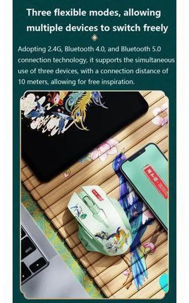 Alt view image 5 of 7 - WSIRAK A10 Bluetooth three modes mice wireless examination gaming mouse silent TYPE-C charging office game mouse