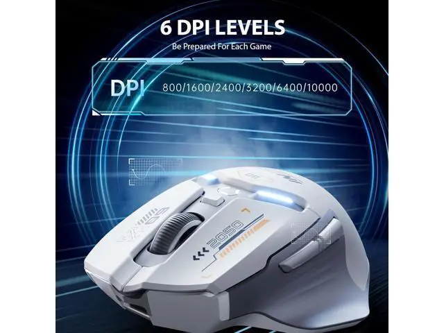 Alt view image 3 of 7 - INPHIC Wired Computer Gaming Mouse Ergonomic, 12800 DPI High-Precision, 6 Programmable Buttons, RGB Backlit for Gaming - White Gray