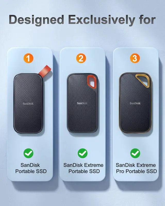 Alt view image 9 of 14 - Hard Carrying Case for SanDisk Extreme/SanDisk Extreme Pro Portable External SSD, 500GB 1TB 2TB 4TB 8TB USB-C Solid State Drive, EVA Shockproof Travel Case with 2 SD Card Slots -OrangeBlack