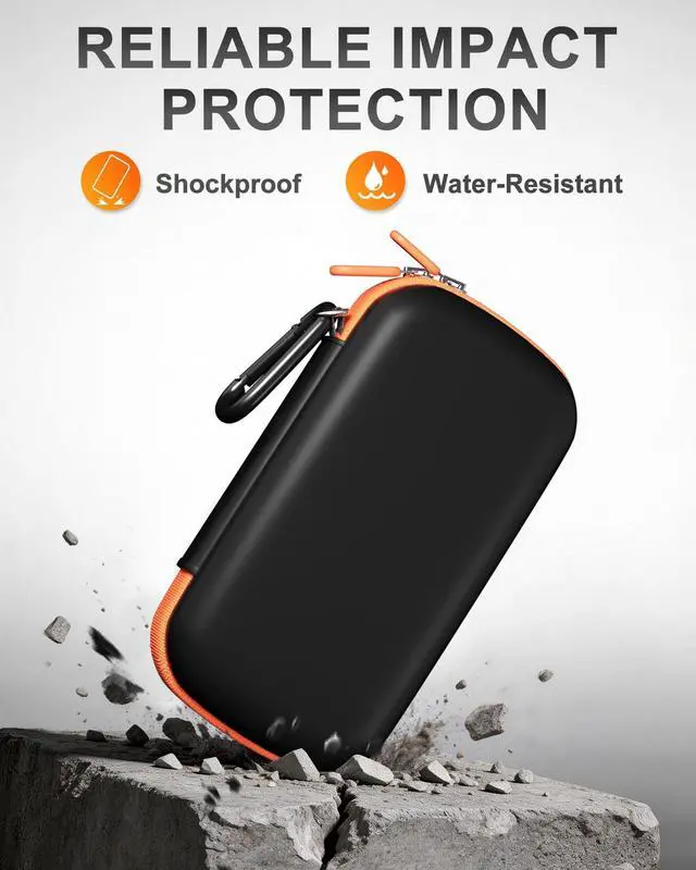 Alt view image 10 of 14 - Hard Carrying Case for SanDisk Extreme/SanDisk Extreme Pro Portable External SSD, 500GB 1TB 2TB 4TB 8TB USB-C Solid State Drive, EVA Shockproof Travel Case with 2 SD Card Slots -OrangeBlack