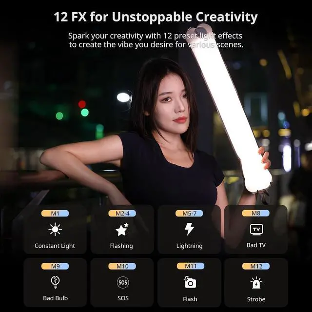 Alt view image 3 of 7 - Deuninker UA12 Inflatable Tube Light, 12W Bi-Color Portable LED Air Tube Light for Video Recording, 2700K-6500K 2500mAh 1/4" Mount Foldable Magnetic Photography Lights Bar for Video/Filmmaking/YouTube