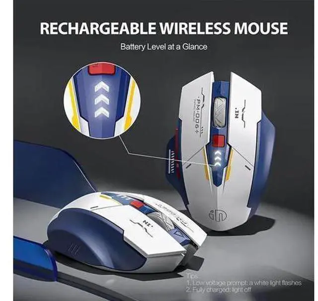 Alt view image 3 of 7 - WSIRAK F9 Mecha Version Wireless Mouse TYPE-C Rechargeable Mute Mouse For Office Game Computer laptop Mice