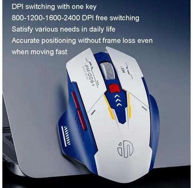 Alt view image 4 of 7 - WSIRAK F9 Mecha Version Wireless Mouse TYPE-C Rechargeable Mute Mouse For Office Game Computer laptop Mice
