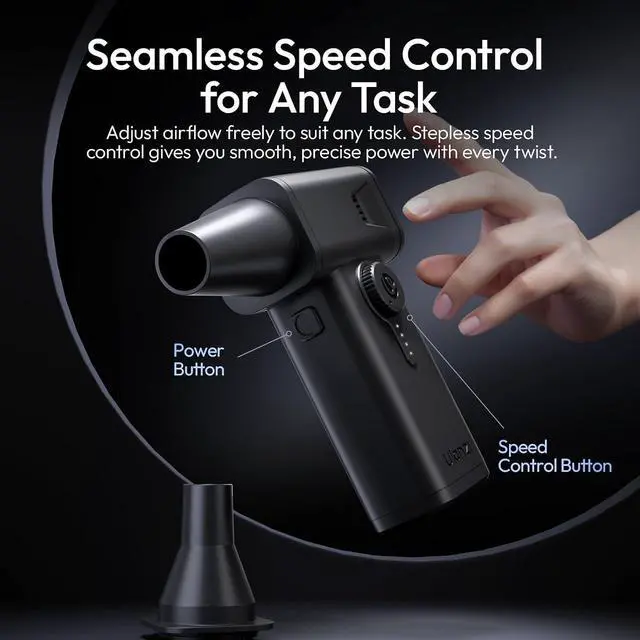 Alt view image 5 of 7 - Deuninker AD02 Storm Electric Air Duster V2, 130,000 RPM Compressed Air Duster, 12.5W Fast Charge, Variable Speed, with 200-Mesh Filter & LED Light, Portable Mini Dust Blower for Camer Cleaning
