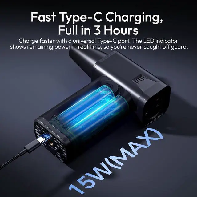 Alt view image 7 of 7 - Deuninker AD02 Storm Electric Air Duster V2, 130,000 RPM Compressed Air Duster, 12.5W Fast Charge, Variable Speed, with 200-Mesh Filter & LED Light, Portable Mini Dust Blower for Camer Cleaning