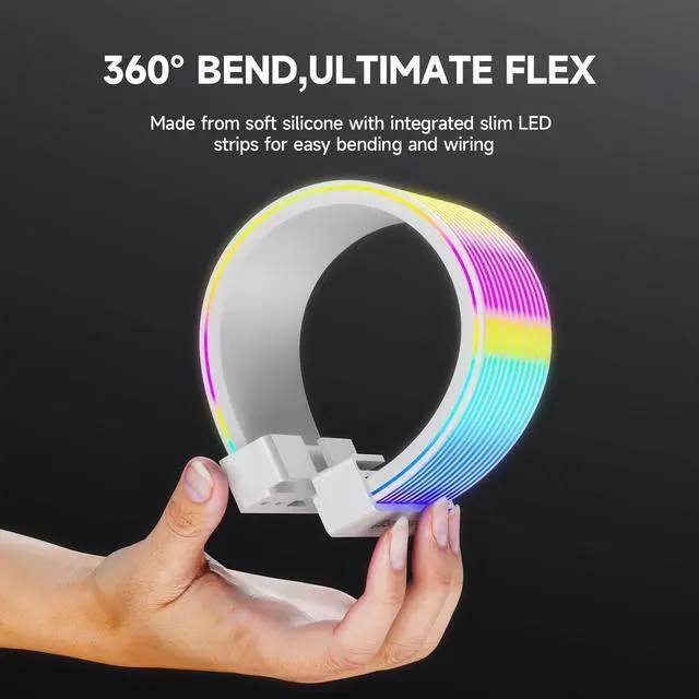 Alt view image 9 of 14 - RGB LED Strips for PSU Cables - Flexible ARGB Lighting Sleeves,Manage/Cover 8 pin PCIE/12VHPWR GPU,24 Pin ATX Power Supply Cable and Extensions,Decor PC Case,5V 3Pin SYNC