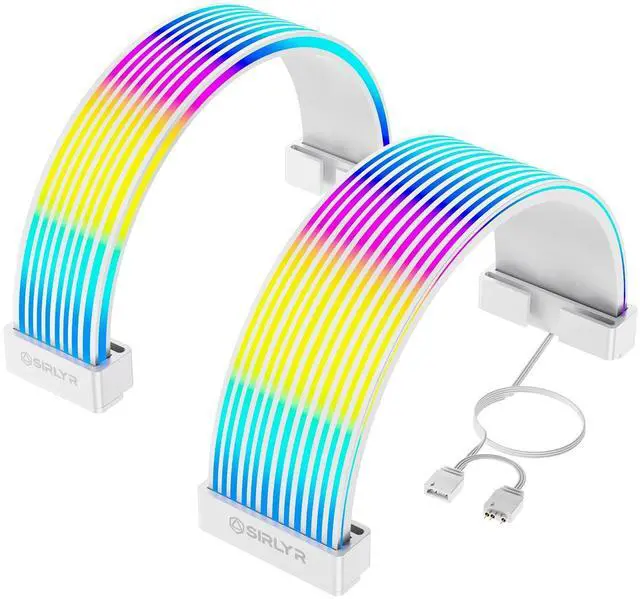 Alt view image 8 of 14 - RGB LED Strips for PSU Cables - Flexible ARGB Lighting Sleeves,Manage/Cover 8 pin PCIE/12VHPWR GPU,24 Pin ATX Power Supply Cable and Extensions,Decor PC Case,5V 3Pin SYNC