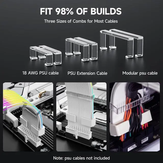 Alt view image 13 of 14 - RGB LED Strips for PSU Cables - Flexible ARGB Lighting Sleeves,Manage/Cover 8 pin PCIE/12VHPWR GPU,24 Pin ATX Power Supply Cable and Extensions,Decor PC Case,5V 3Pin SYNC