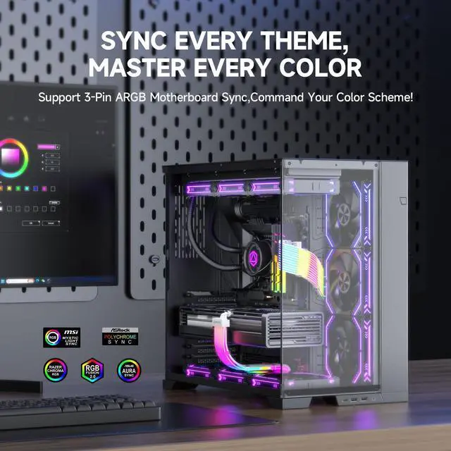 Alt view image 12 of 14 - RGB LED Strips for PSU Cables - Flexible ARGB Lighting Sleeves,Manage/Cover 8 pin PCIE/12VHPWR GPU,24 Pin ATX Power Supply Cable and Extensions,Decor PC Case,5V 3Pin SYNC