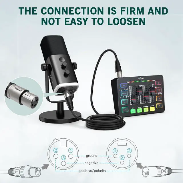 Alt view image 3 of 7 - Deuninker XLR Cable, Microphone Audio Cable, 9.8ft Cable with Balanced 3 PIN, XLR Male to Female Cord, Compatible with XLR Microphone for Recording Podcast Streaming, Black-L9