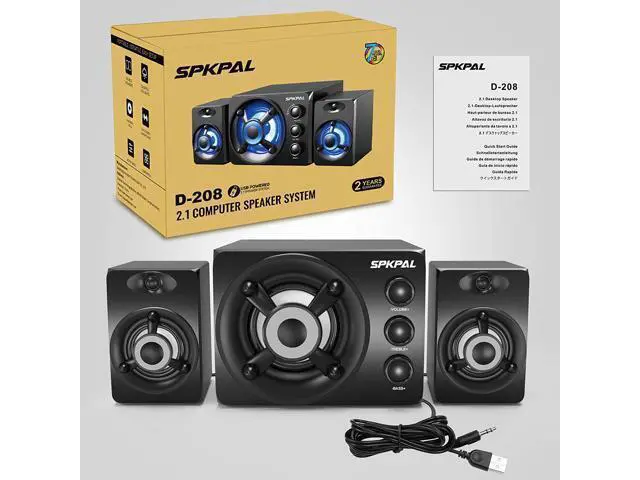 Alt view image 7 of 7 - Computer Speaker with Subwoofer USB-Powered 2.1 Multimedia Speakers System,3.5mm Aux Input with LED Atmosphere Light Stereo Wired Desktop Speaker for Gaming PC,Laptops,Tablets