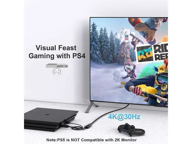 Alt view image 4 of 7 - HDMI to DisplayPort Converter with USB Power, CableCreation 4K x 2K@30Hz HDMI Male to DP Female Adapter/Converter for Xbox One, Compliant with VESA Dual-Mode DisplayPort 1.2, HDMI 1.4
