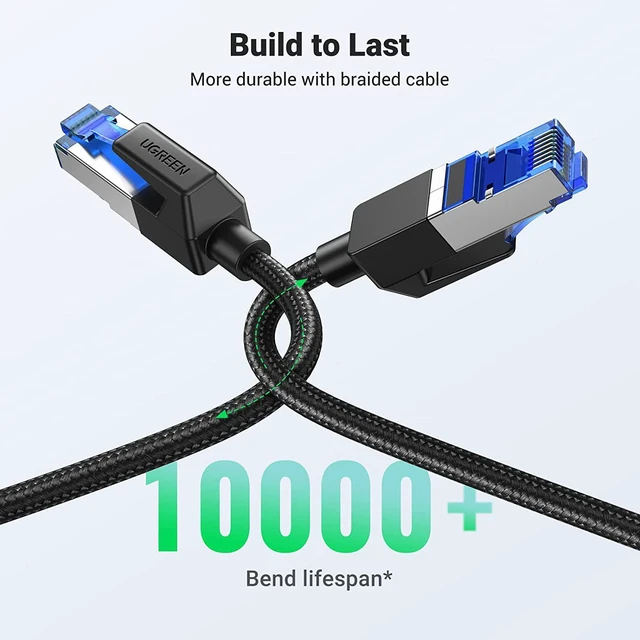 Alt view image 11 of 14 - UGREEN Cat 8 Ethernet Cable 6FT, High Speed Braided 40Gbps 2000Mhz Network Cord Cat8 RJ45 Shielded Indoor Heavy Duty LAN Cables Compatible for Gaming PC PS5 Xbox Modem Router 6FT