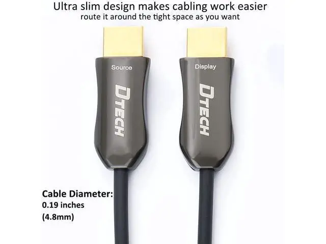 Alt view image 3 of 7 - Deuninker 4K Fiber Optic HDMI Cable 50ft Long Thin Optical HDMI 2.0 Cable 4K60Hz 18Gbps High Speed Slim UHD Video Cord 50 Feet for Monitor Projector