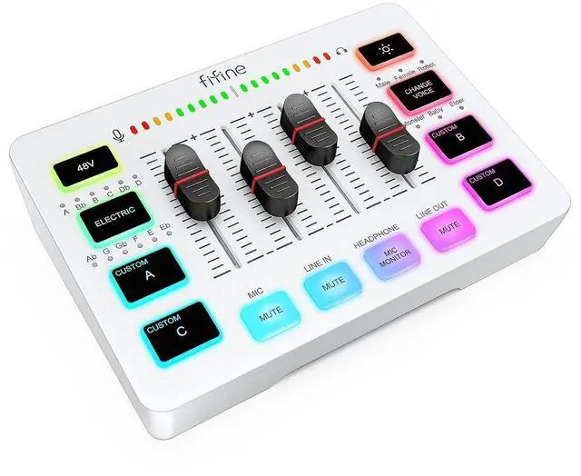 Main image of DeuninkerAudio Mixer, Gaming Streaming PC Mixer with Slider Fader, XLR Microphone Interface, Monitoring, for Video/Game Voice/Podcast Recording-AmpliGame SC3W