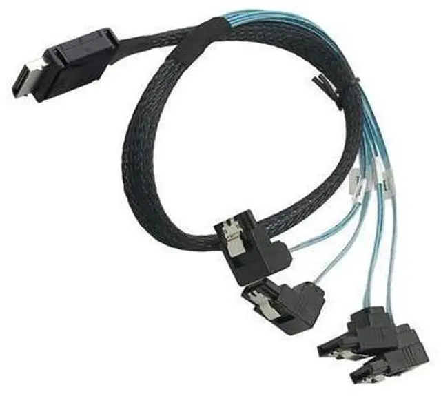 Alt view image 4 of 6 - Deuninker OCuLink PCIe SAS SFF-8611 4i to SATA 7P 90 Degree Cable 12Gbps High Speed Server Hard Drive Connection, 32AWG Low-Loss Wire (1M)