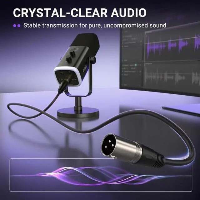 Main image of Deuninker XLR Microphone Cable, 5.9ft Male to Female Mic Cord for Studio Recording, Balanced 3-Pin Cable Compatible with XLR Microphone for Podcast Streaming AM8, K688-L9C