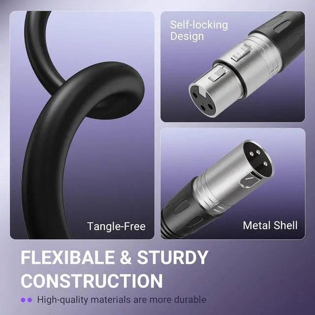 Alt view image 3 of 5 - Deuninker XLR Microphone Cable, 5.9ft Male to Female Mic Cord for Studio Recording, Balanced 3-Pin Cable Compatible with XLR Microphone for Podcast Streaming AM8, K688-L9C