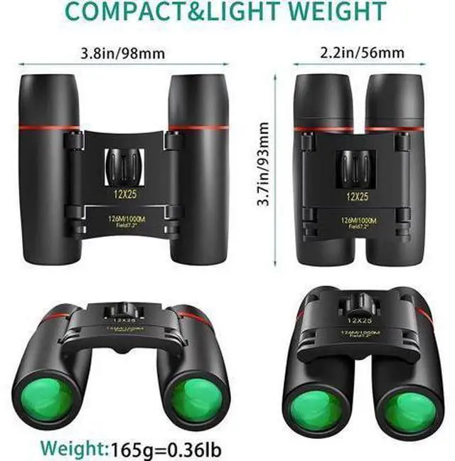 Alt view image 2 of 7 - POLDR 12X25 Small Pocket Binoculars Compact Adults,Mini Kids Binoculars Boys for Bird Watching,Concert Theater Opera