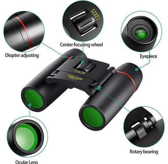 Alt view image 3 of 7 - POLDR 12X25 Small Pocket Binoculars Compact Adults,Mini Kids Binoculars Boys for Bird Watching,Concert Theater Opera