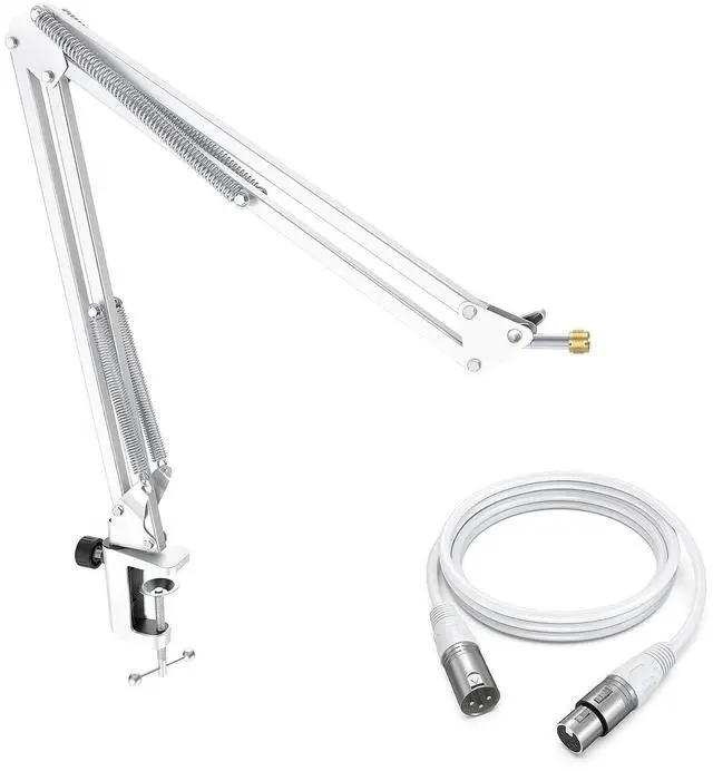 Main image of Deuninker Microphone Boom Arm Kit, Metal Suspension Boom Arm Stand with 3/8" to 5/8" Adapter and 10ft Balanced XLR Cable Bundle for Podcasting, Recording & Gaming-CS1W+L9W