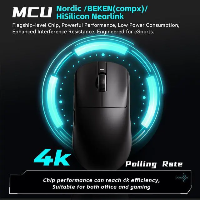 Alt view image 8 of 10 - ATK VXE Dragonfly R1 Wireless Gaming Mouse, 45g, PAW3395, 26000 DPI, Tri-Mode 2.4G/Bluetooth/Wired, 4000Hz Polling Rate (R1 Pro, Black)