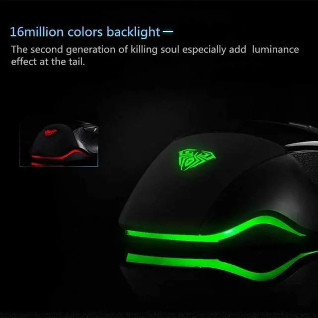 Alt view image 10 of 14 - AULA S12 Gaming Mouse, 2400 dpi, 7 Keys Custom Programable, Fire Button, Breathing Backlit, Ergonomic USB Optical Game Mice, Gamer Desktop Laptop PC Wired Gaming Mouse for Windows XP/7/8/10, Black