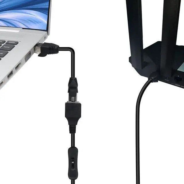 Alt view image 12 of 14 - RJ45 Cat5e Ethernet Patch Cable Switch On/Off RJ45 Male to Female High Speed Right Angle Internet Network Cable LAN with Disconnect Switch for Cat5e/Cat5, Black(50CM/1.6Ft)