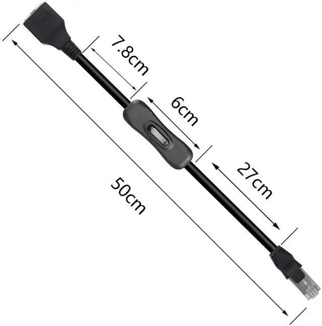 Alt view image 11 of 14 - RJ45 Cat5e Ethernet Patch Cable Switch On/Off RJ45 Male to Female High Speed Right Angle Internet Network Cable LAN with Disconnect Switch for Cat5e/Cat5, Black(50CM/1.6Ft)