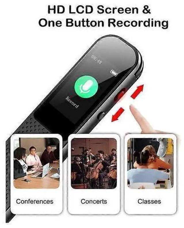Alt view image 3 of 5 - Ecocleanpath Digital Voice Recorder with MP3 Player, 64GB, HD Noise Reduction & Voice Activation (Black)