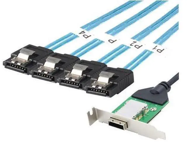 Alt view image 2 of 6 - Deuninker Mini SAS HD SFF-8088 26Pin Female to 4X SATA 7Pin 180° Cable, 0.5m/19.6in 12Gbps High-Speed Server Data Cable