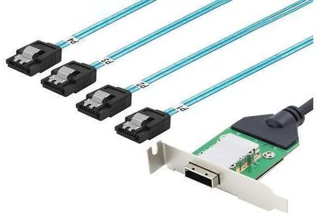 Alt view image 3 of 6 - Deuninker Mini SAS HD SFF-8088 26Pin Female to 4X SATA 7Pin 180° Cable, 0.5m/19.6in 12Gbps High-Speed Server Data Cable
