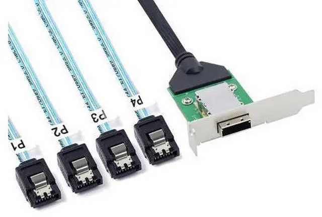 Alt view image 4 of 6 - Deuninker Mini SAS HD SFF-8088 26Pin Female to 4X SATA 7Pin 180° Cable, 0.5m/19.6in 12Gbps High-Speed Server Data Cable