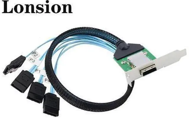 Alt view image 5 of 6 - Deuninker Mini SAS HD SFF-8088 26Pin Female to 4X SATA 7Pin 180° Cable, 0.5m/19.6in 12Gbps High-Speed Server Data Cable