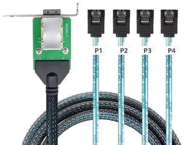 Alt view image 6 of 6 - Deuninker Mini SAS HD SFF-8088 26Pin Female to 4X SATA 7Pin 180° Cable, 0.5m/19.6in 12Gbps High-Speed Server Data Cable
