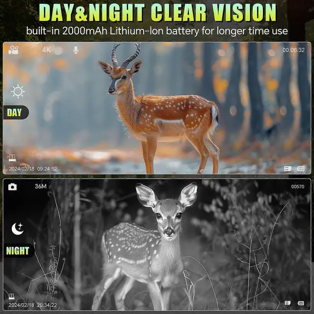 Alt view image 2 of 5 - Deuninker 4K Night Vision Goggles with 10X Zoom, Rechargeable Digital Binoculars for Hunting & Bird Watching (Black)