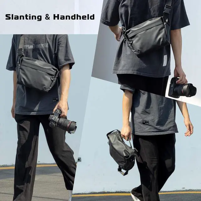 Alt view image 3 of 7 - DeuninkerVersatile Camera Shoulder Bag Photography Travel Messenger Portable Travel Bag Accessories Stylish Crossbody DSLR Sling Bag Compatible with Sony Canon etc -BLACK