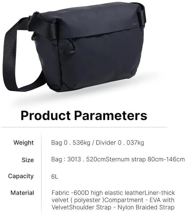 Alt view image 6 of 7 - DeuninkerVersatile Camera Shoulder Bag Photography Travel Messenger Portable Travel Bag Accessories Stylish Crossbody DSLR Sling Bag Compatible with Sony Canon etc -BLACK