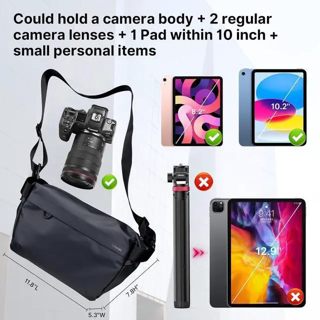 Alt view image 5 of 7 - DeuninkerVersatile Camera Shoulder Bag Photography Travel Messenger Portable Travel Bag Accessories Stylish Crossbody DSLR Sling Bag Compatible with Sony Canon etc -BLACK