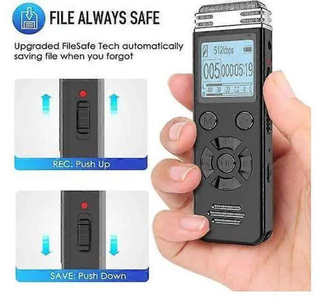 Alt view image 3 of 5 - Ecocleanpath 8GB Digital Voice Recorder with Noise Cancellation - Portable USB Rechargeable Audio Recorder for Lectures & Meetings (Black)